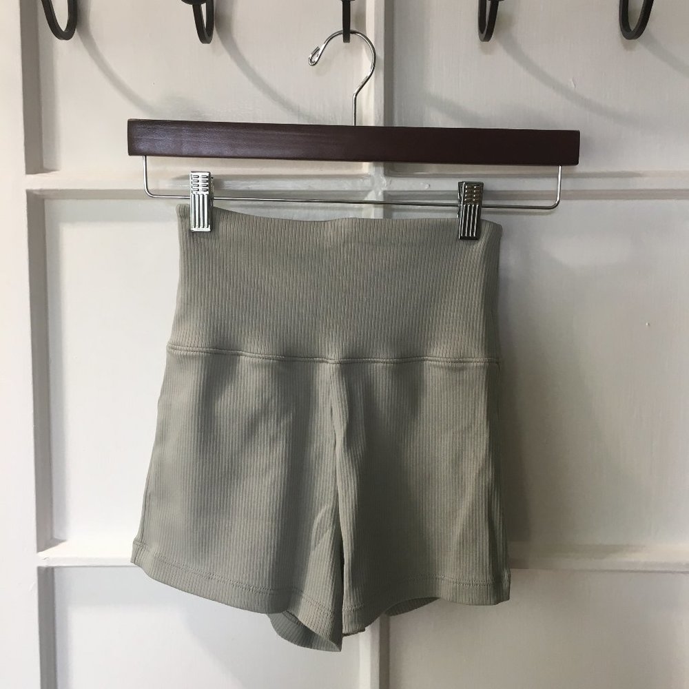 Skin - Ieva High Waisted Shorts, Sage, XS, NWT